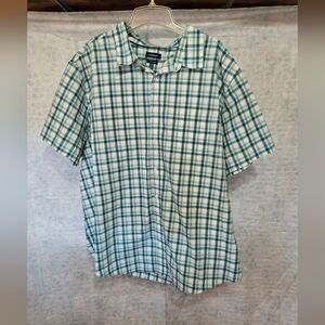 Croft & Barrow Teal and White Plaid Button Down Shirt
